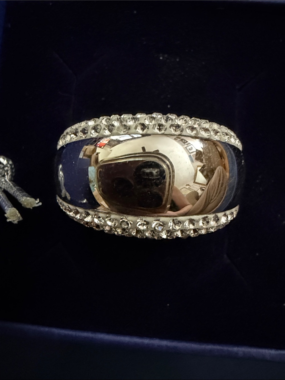 NIB Swarovski Silver White Crystal-Trimmed Ring Size 6